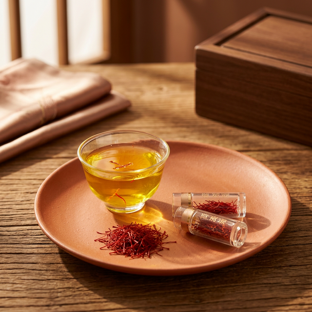 藏红花泡水金黄茶汤品质鉴赏