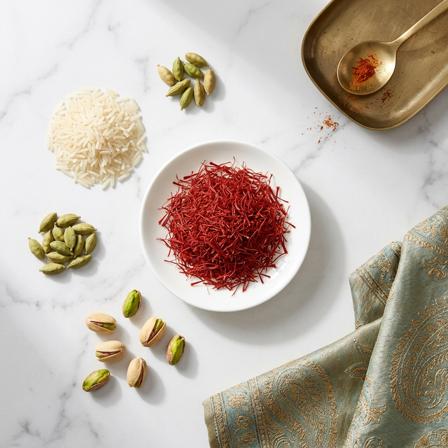 藏红花搭配开心果米饭波斯养生食材