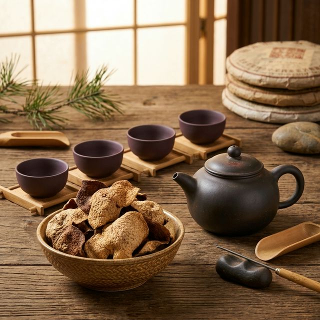 花姿盛新会陈皮搭配茶具的品饮场景