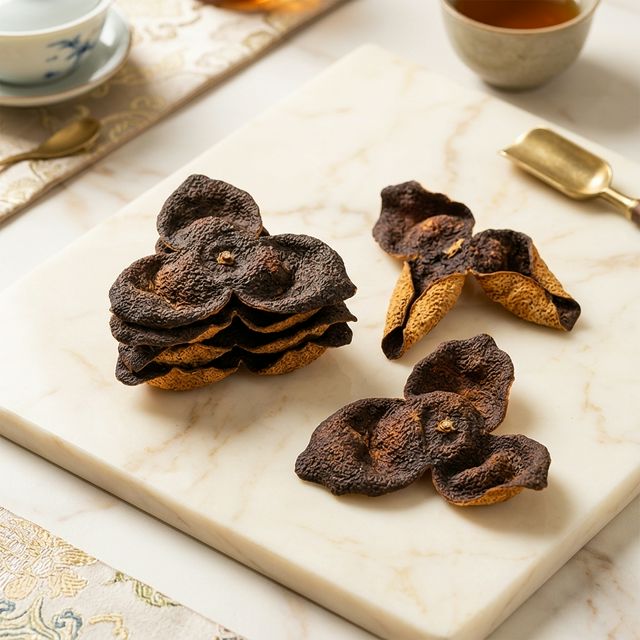 花姿盛新会陈皮产品包装与干皮展示