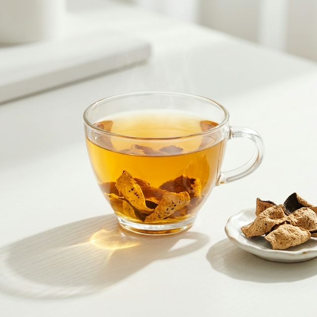 陈皮泡水冲饮的金黄茶汤特写