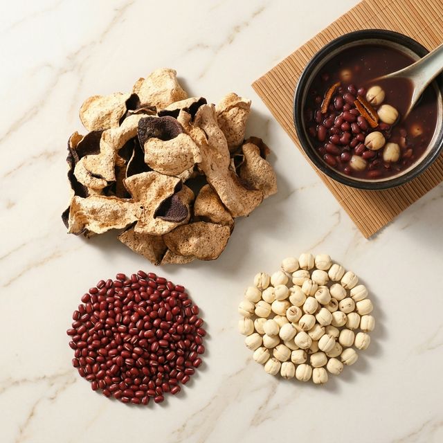 陈皮搭配红豆莲子食材