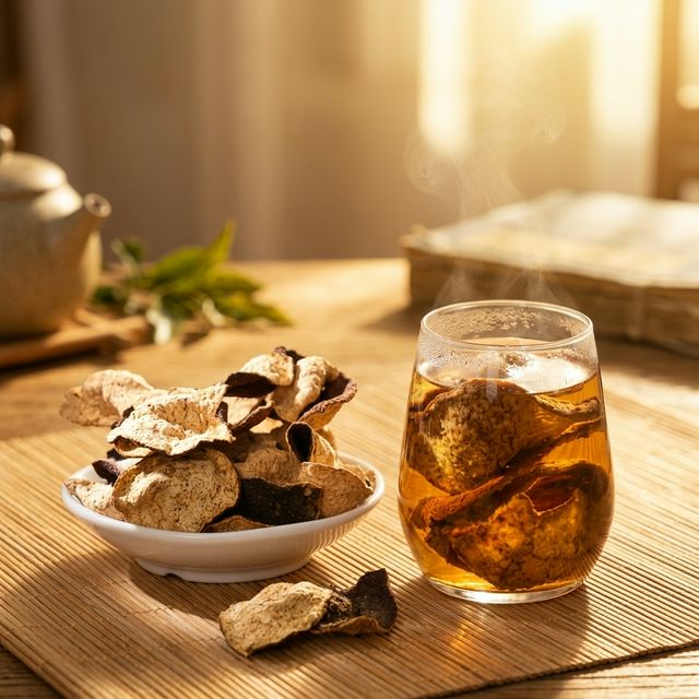 花姿盛新会陈皮产品特写阳光下