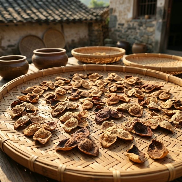 新会陈皮传统竹匾翻晒工艺