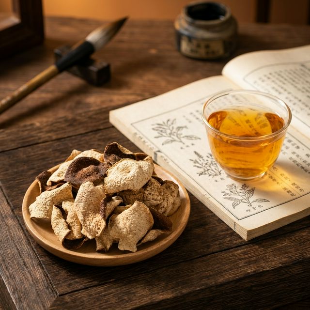 陈皮搭配中医典籍和茶饮的场景