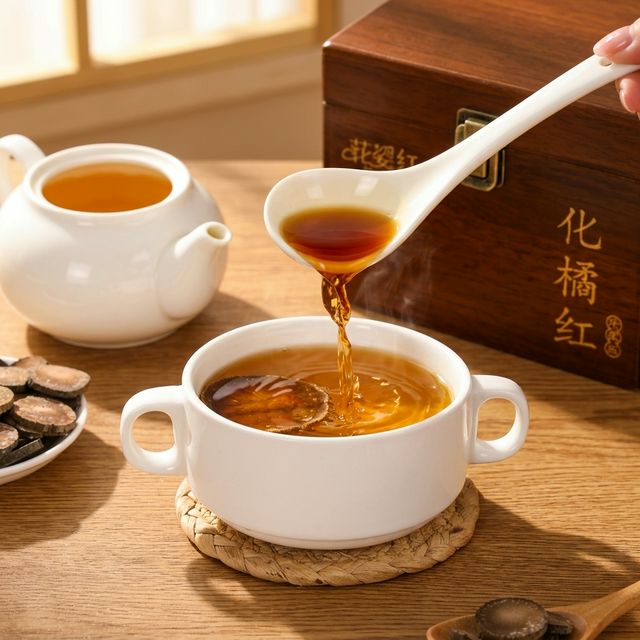 化橘红泡水冲饮的温润茶汤场景