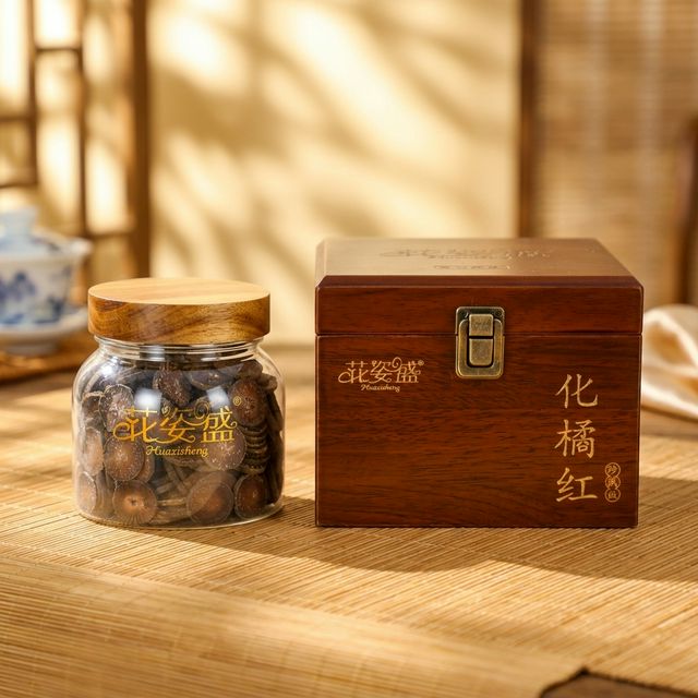 花姿盛化州毛橘红产品阳光特写