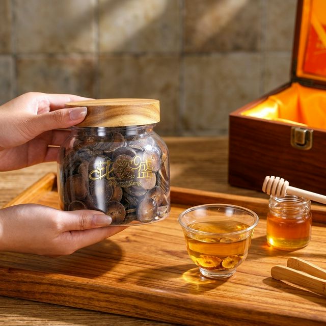 化橘红雪花片泡水冲饮的茶汤展示