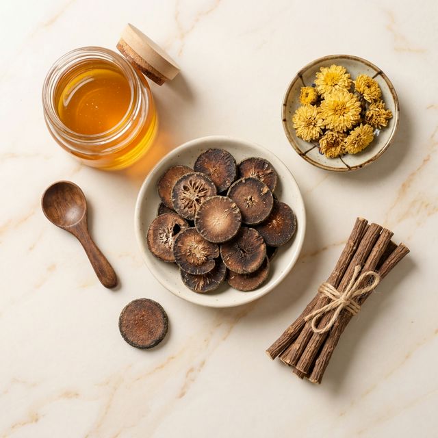 化橘红搭配蜂蜜菊花甘草养生食材