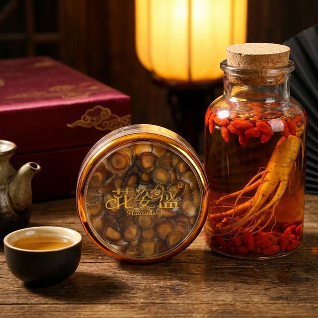 花姿盛鹿茸蜡片产品与泡酒材料展示