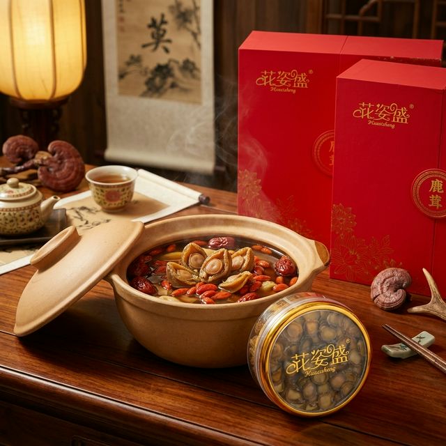 鹿茸蜡片炖汤养生场景