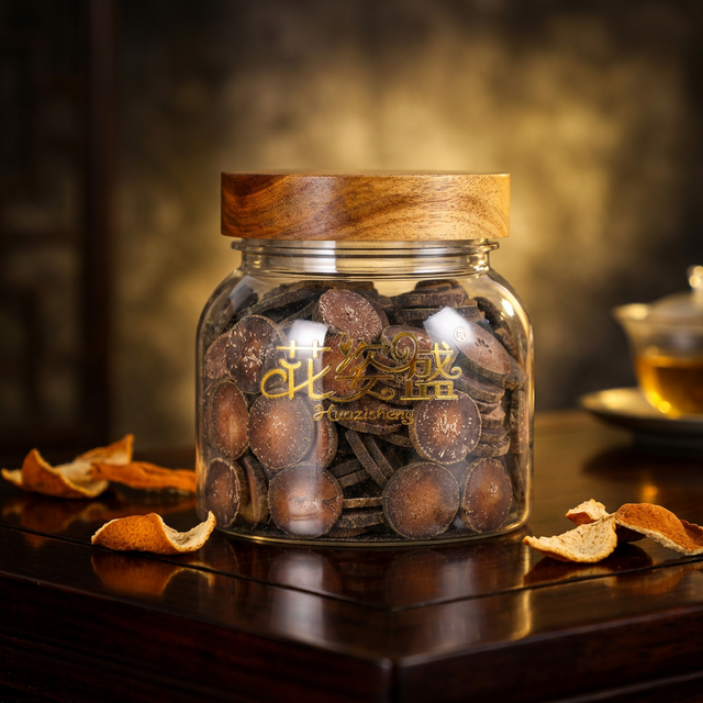 花姿盛化橘红产品特写，毛橘红绒毛丰厚质地饱满