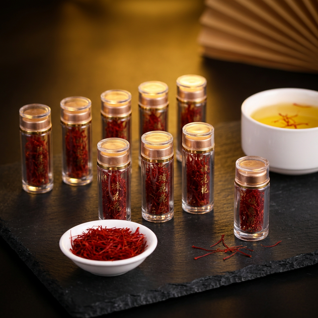 花姿盛伊朗特级藏红花花丝特写,色泽深红饱满