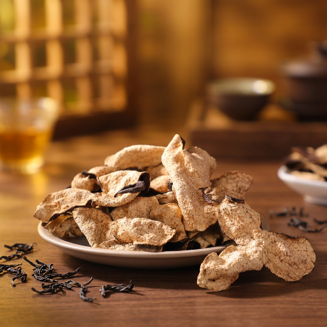 花姿盛新会陈皮特写，色泽棕红油润