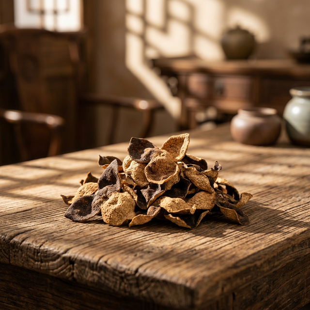 花姿盛新会陈皮自然光下的色泽细节