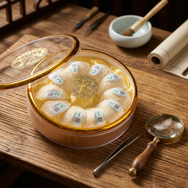 花姿盛燕窝在手工精拣工作台上的展示