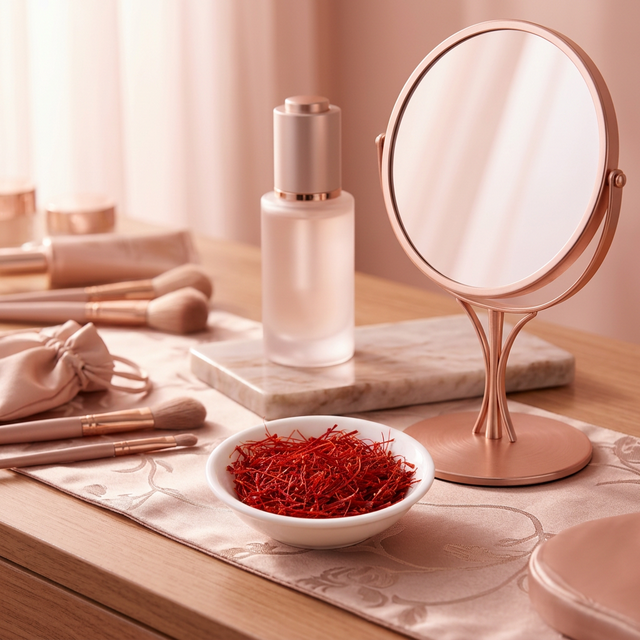 花姿盛藏红花花丝与女性美妆场景