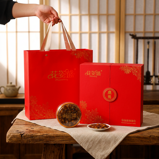 花姿盛长白山鹿茸蜡片原料特写展示