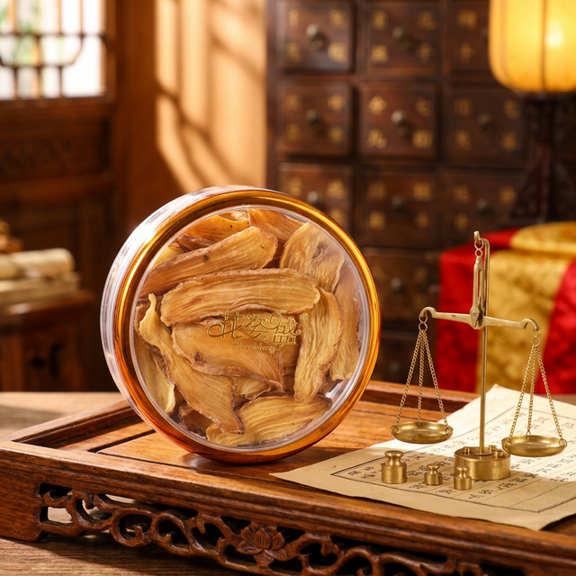 花姿盛天麻产品特写，传统药材托盘展示