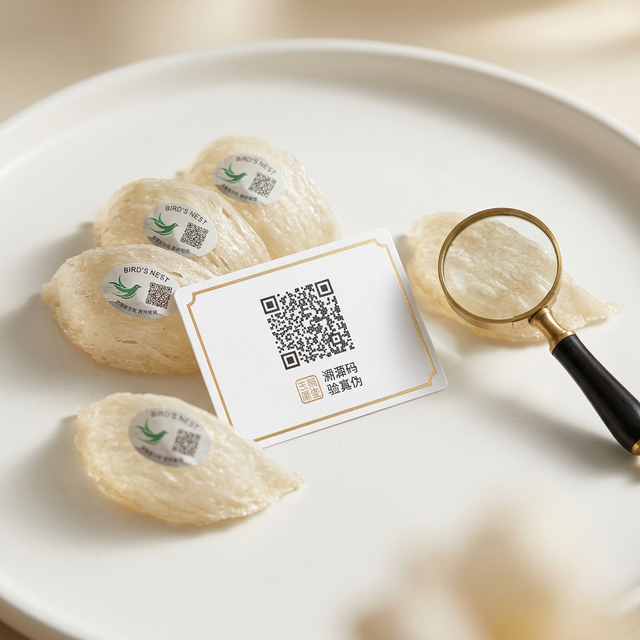花姿盛燕窝搭配溯源码卡片，品质透明可查