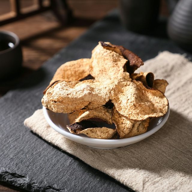 花姿盛双水镇新会陈皮果皮特写,纹理清晰