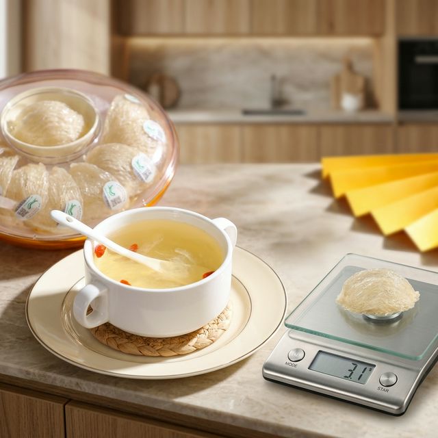 花姿盛干燕窝称重展示,每盏约5-6克