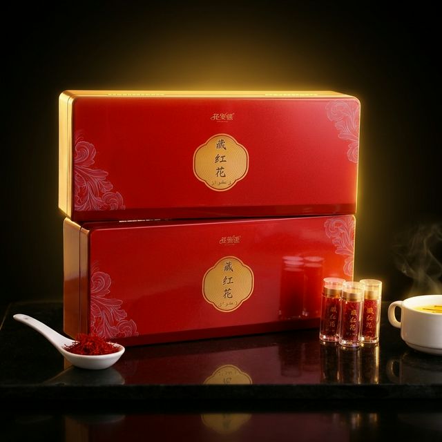 花姿盛伊朗藏红花花丝特写，深红色泽纹理清晰