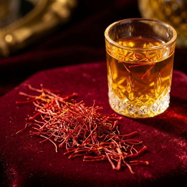 花姿盛藏红花全丝特写，完整三分枝形态深红透亮