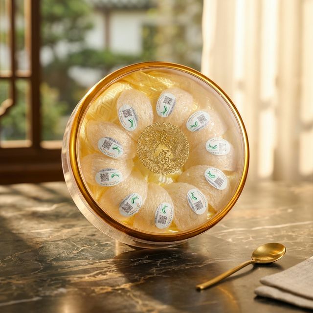 花姿盛干燕窝特写，燕丝纹理清晰可见