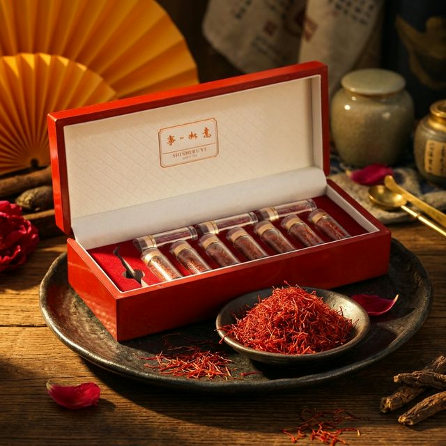 花姿盛伊朗全丝藏红花产品特写，花丝深红完整