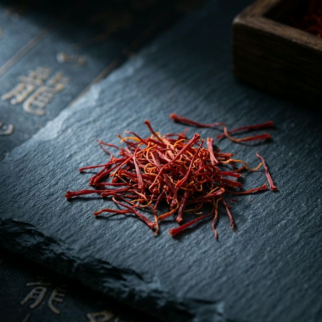 花姿盛伊朗藏红花全丝特写,色泽鲜红丝条完整