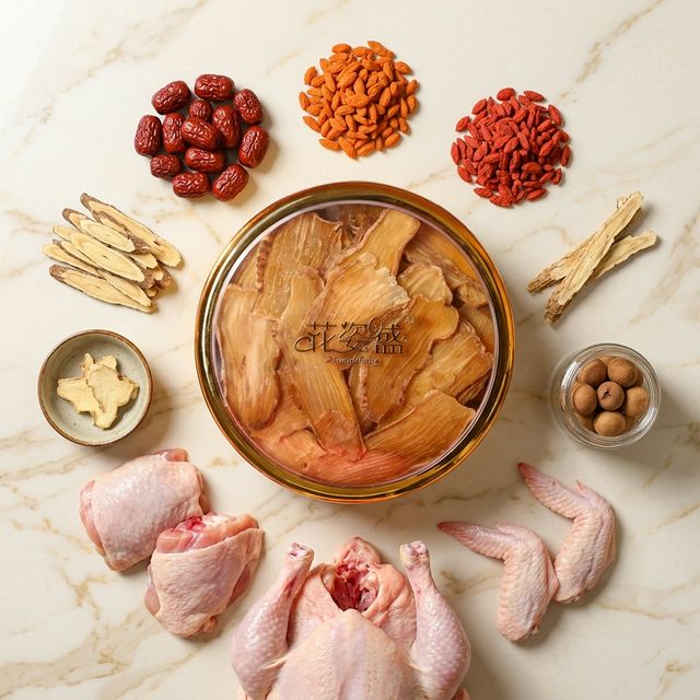 天麻搭配鸡肉枸杞食材