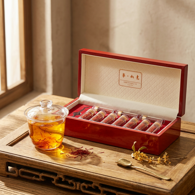 藏红花泡水冲饮的金黄茶汤