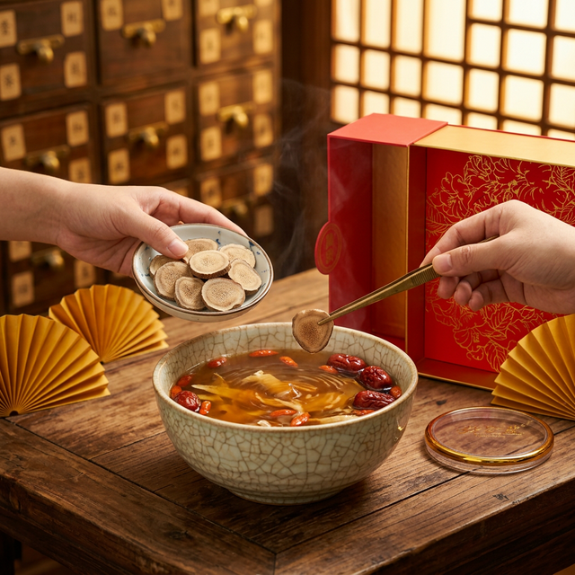 鹿茸蜡片搭配枸杞红枣炖煮滋补场景