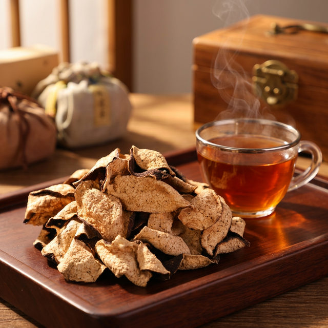 新会陈皮泡水品鉴，琥珀色茶汤验证品质