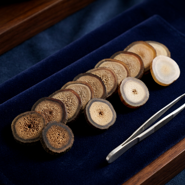 不同等级鹿茸切片断面对比展示