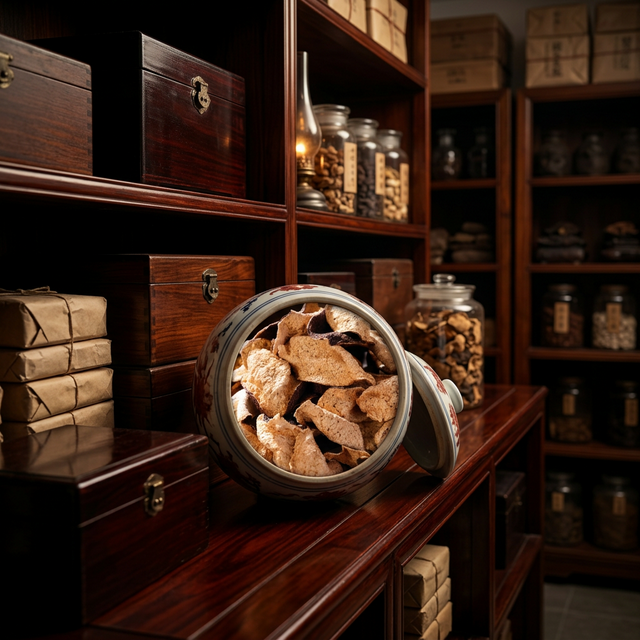 陈皮在传统陶罐中陈化收藏,专业级品质保障