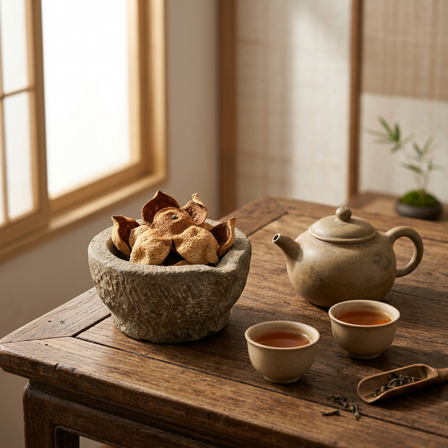 新会陈皮与传统茶具搭配的品饮场景