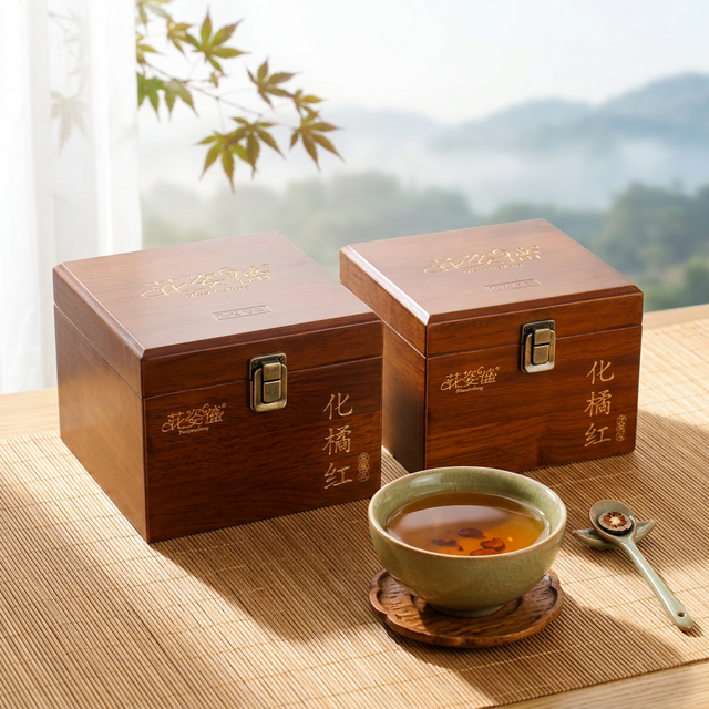 化橘红冲泡饮用场景,晨光下的竹席与陶碗