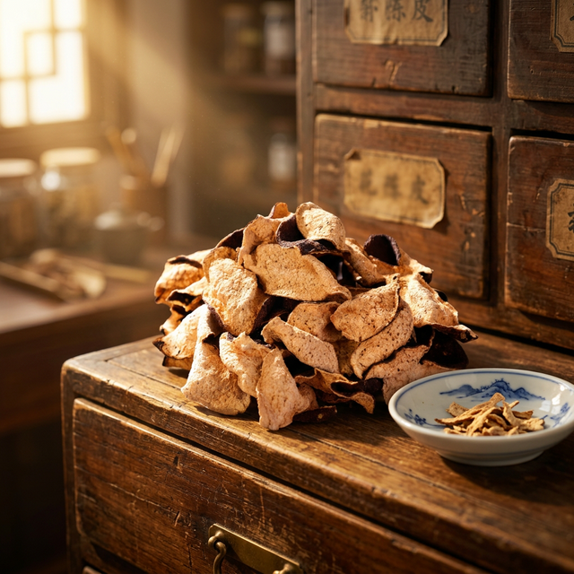 陈皮药柜陈列场景，传统中药房氛围