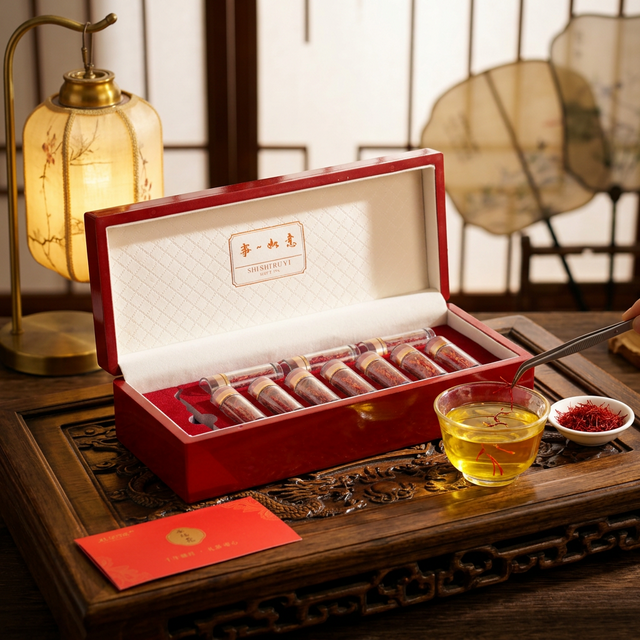 藏红花泡水冲饮,花丝舒展释放金黄色素