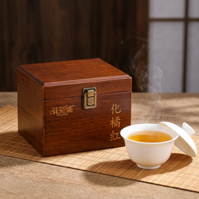 化橘红搭配盖碗冲泡，金黄色茶汤温润透亮