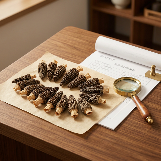 羊肚菌品质检测展示,搭配第三方检测报告文件