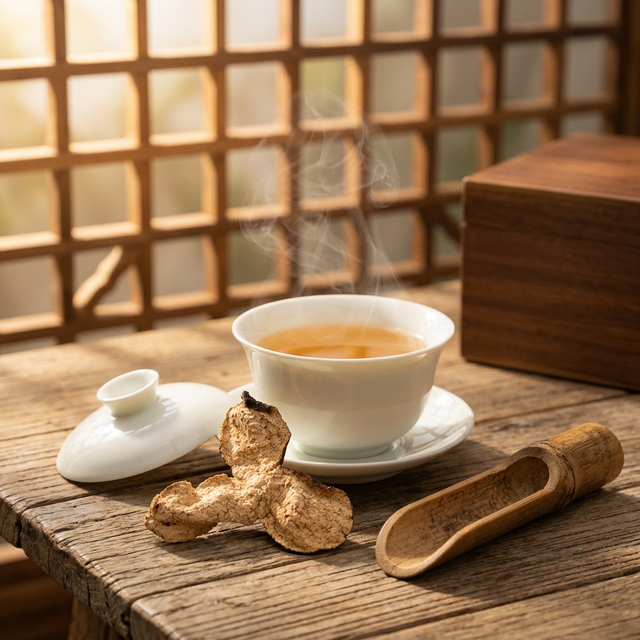 新会陈皮搭配盖碗茶具的传统冲泡方式