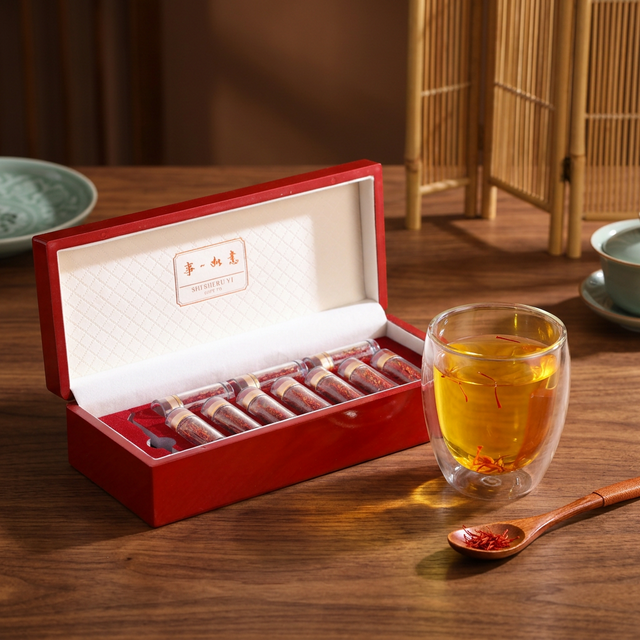 藏红花泡水鉴别实拍，金黄色茶汤缓慢析出