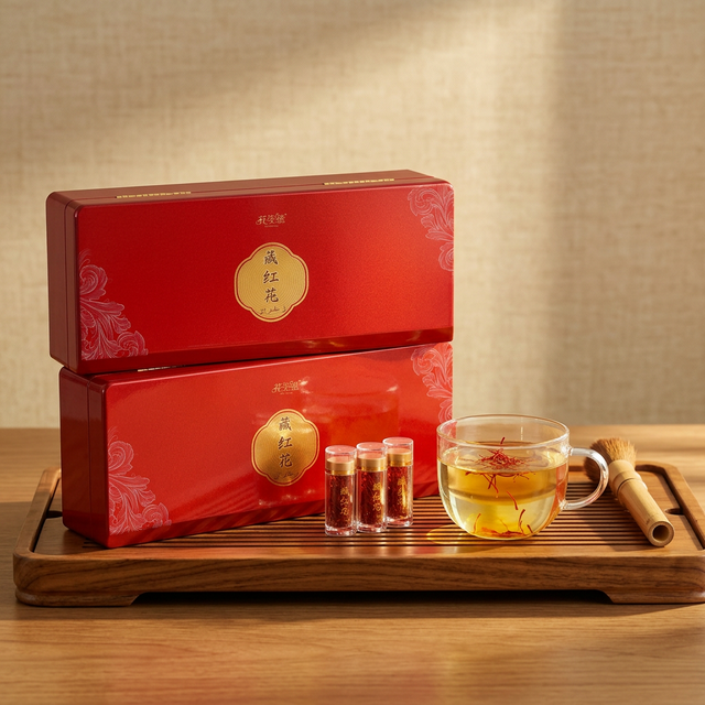 藏红花泡水冲饮过程中金黄色茶汤