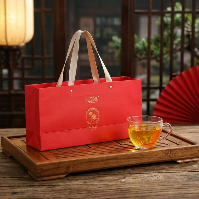 藏红花泡水冲饮场景金黄茶汤搭配玻璃茶杯