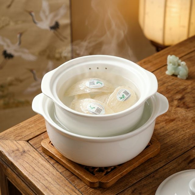 燕窝隔水文火炖煮过程实拍