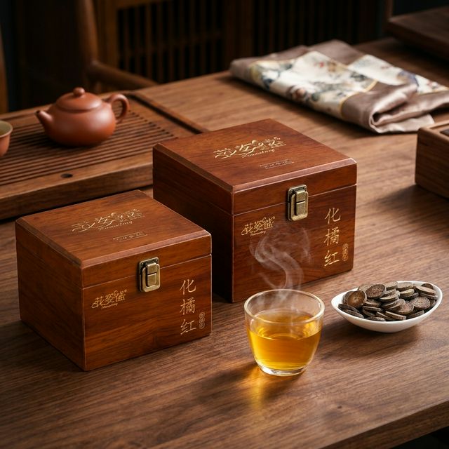 化橘红片冲泡出金黄茶汤的饮用场景