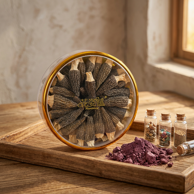 羊肚菌搭配紫色土壤样本和矿物质检测展示